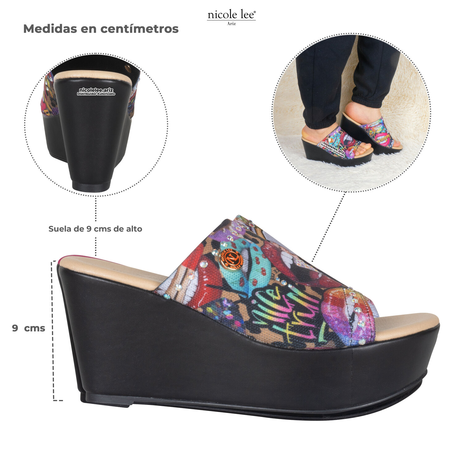 Foto 5 | Sandalias Marca Nicole Lee De Tela Con Plataforma Emotion Talla 7