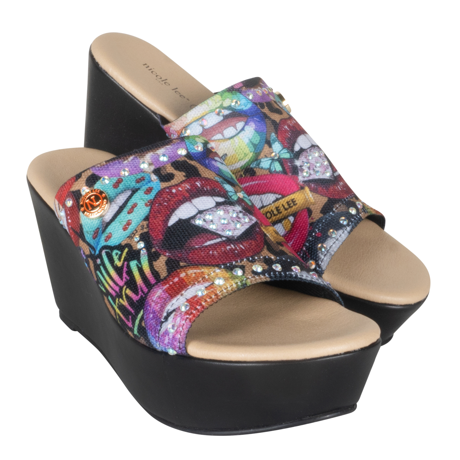 Sandalias Marca Nicole Lee De Tela Con Plataforma Emotion Talla 8