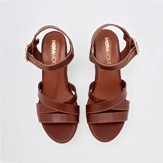 Foto 3 | Sandalias de Tacón Moramora Cafés para Mujer
