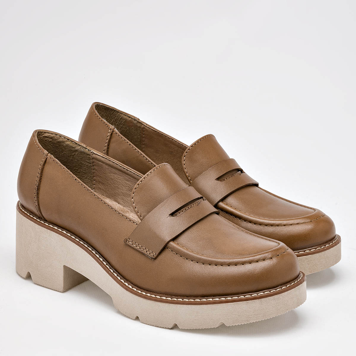 Foto 2 | Zapatos Oxford Seducta Camel para Mujer