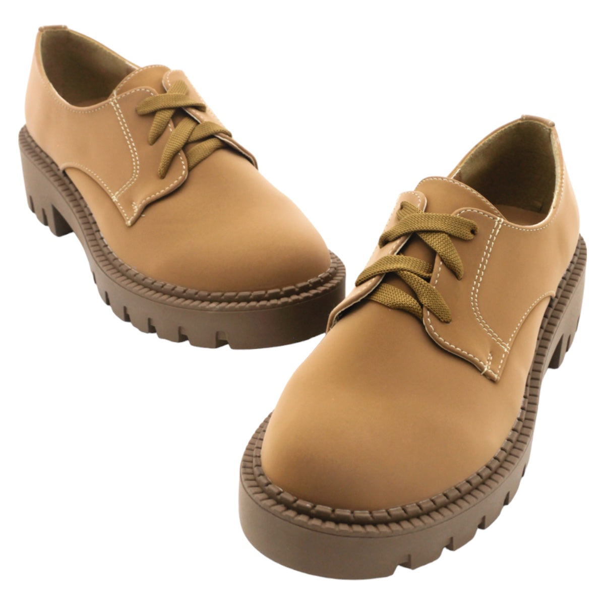 Foto 5 | Oxfords Exterior Piel Vegana Color Café Para Mujer De Rbcollection