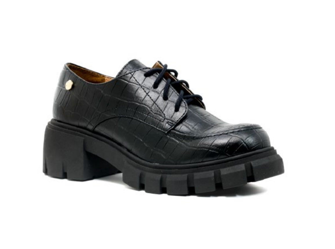 Zapatos Salamandra 242-3779 Metalica Caiman Negro Casual Dama