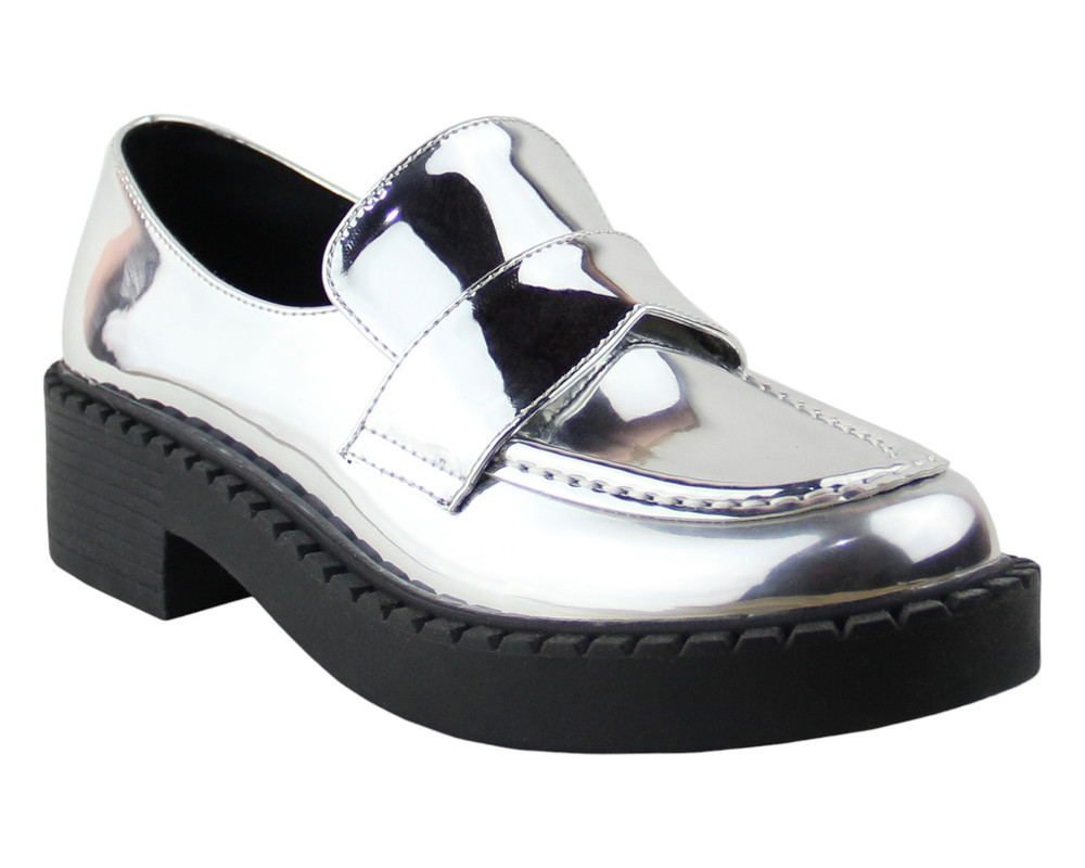 Foto 2 pulgar | Brogue Para Mujer Lob Footwear Pu Plata 92804963