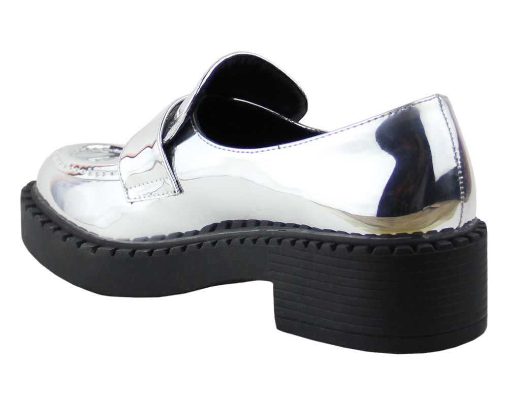 Foto 5 pulgar | Brogue Para Mujer Lob Footwear Pu Plata 92804963