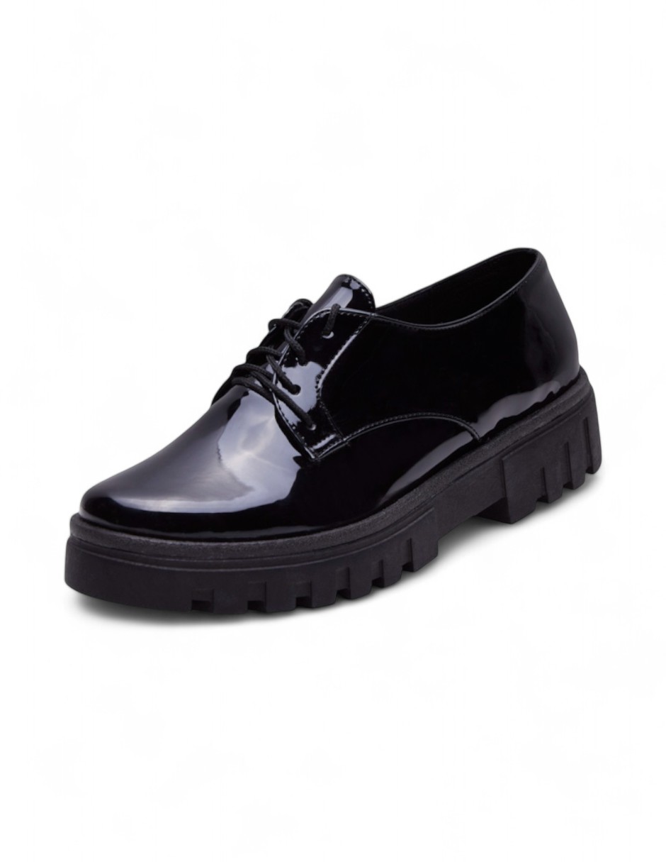 Zapato Calzado Watanabe Color Negro Charol Agujetas