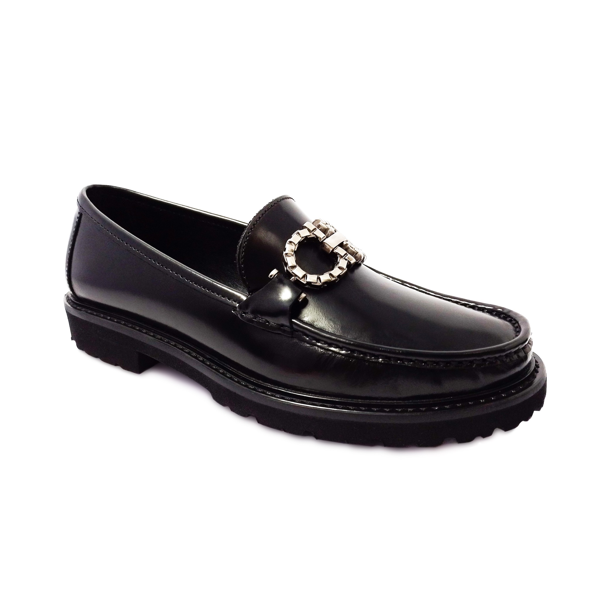 Zapato Dasalo DCABN2305 color Negro Tipo Mocasín dn Piel Vacuna con Hebilla para Mujer