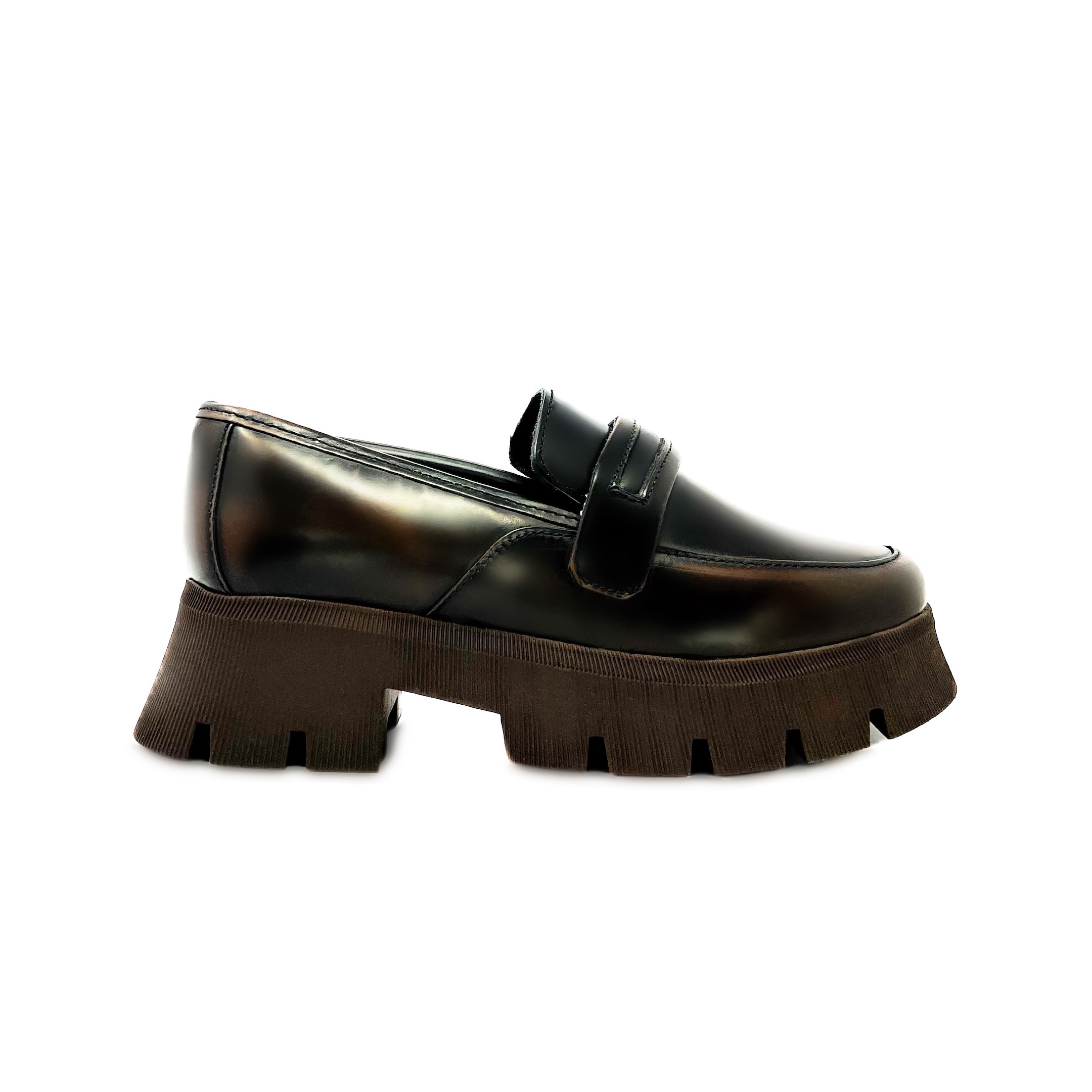 Foto 2 pulgar | Mocasín Penny Loafer Chunky Dasalo en Piel Vacuno Café para Mujer