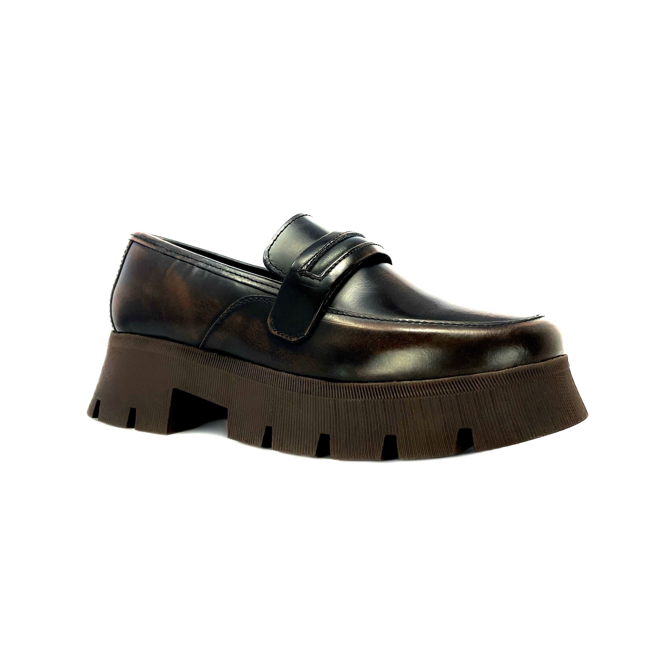 Foto 3 pulgar | Mocasín Penny Loafer Chunky Dasalo en Piel Vacuno Café para Mujer