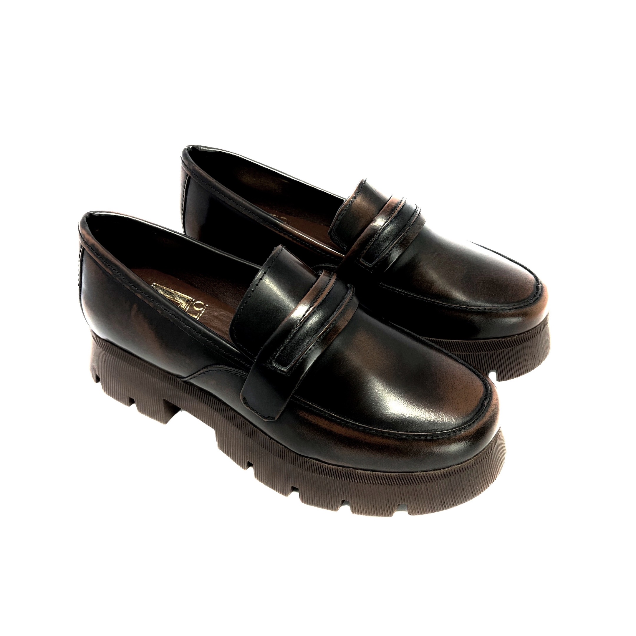 Foto 5 pulgar | Mocasín Penny Loafer Chunky Dasalo en Piel Vacuno Café para Mujer