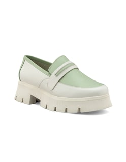 Foto 1 | Mocasín Chunky Dasalo en Piel Vacuna Menta y Blanca para Mujer