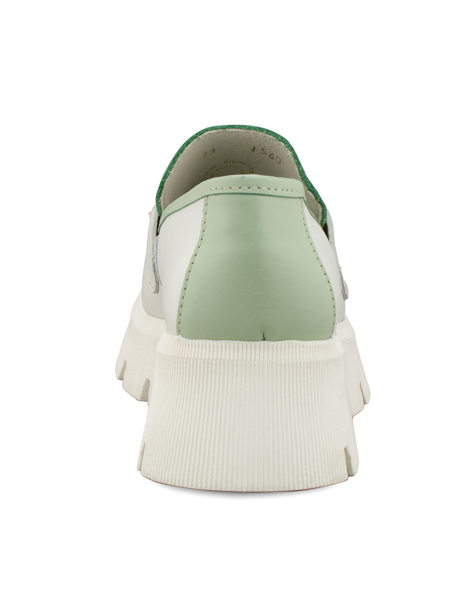 Foto 3 | Mocasín Chunky Dasalo en Piel Vacuna Menta y Blanca para Mujer