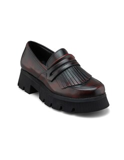 Foto 1 | Mocasines de Piel Dasalo Penny Loafer Vino para Mujer