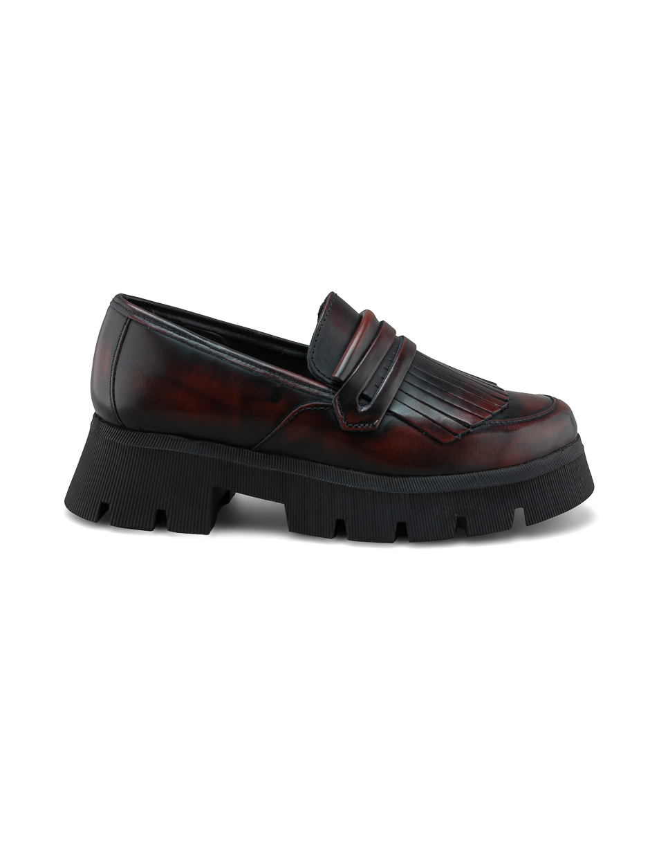 Foto 3 pulgar | Mocasines de Piel Dasalo Penny Loafer Vino para Mujer