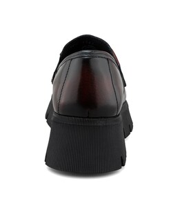 Foto 3 | Mocasines de Piel Dasalo Penny Loafer Vino para Mujer