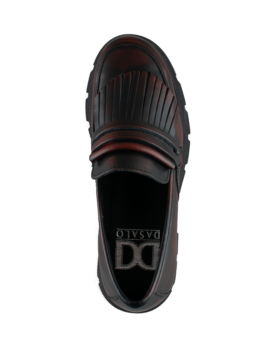 Foto 6 pulgar | Mocasines de Piel Dasalo Penny Loafer Vino para Mujer
