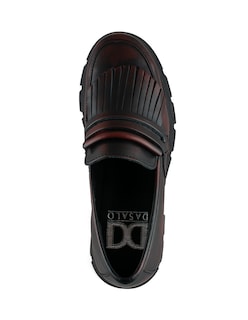Foto 5 | Mocasines de Piel Dasalo Penny Loafer Vino para Mujer