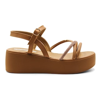 Foto 2 | Sandalias Con Plataforma Exterior Sintético Color Café Para Mujer De Rbcollection