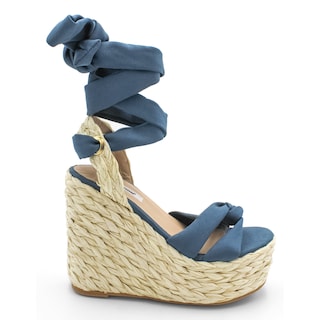 Foto 2 | Sandalias Con Plataforma Exterior Textil Color Azul Para Mujer De Rbcollection
