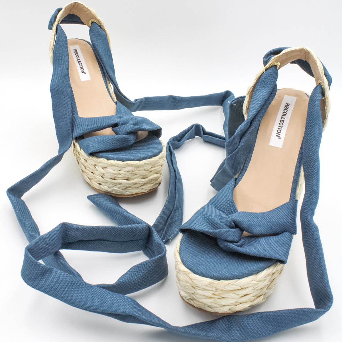Foto 5 pulgar | Sandalias Con Plataforma Exterior Textil Color Azul Para Mujer De Rbcollection