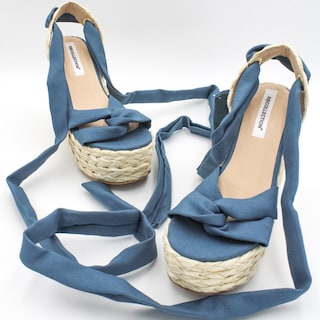 Foto 4 | Sandalias Con Plataforma Exterior Textil Color Azul Para Mujer De Rbcollection