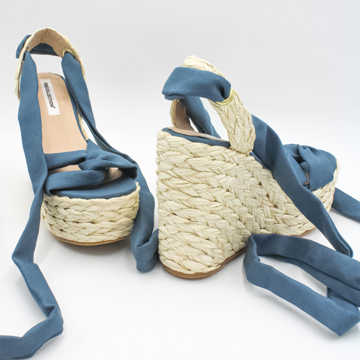 Foto 6 pulgar | Sandalias Con Plataforma Exterior Textil Color Azul Para Mujer De Rbcollection