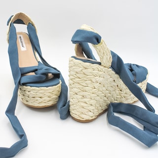 Foto 5 | Sandalias Con Plataforma Exterior Textil Color Azul Para Mujer De Rbcollection