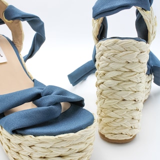Foto 6 | Sandalias Con Plataforma Exterior Textil Color Azul Para Mujer De Rbcollection