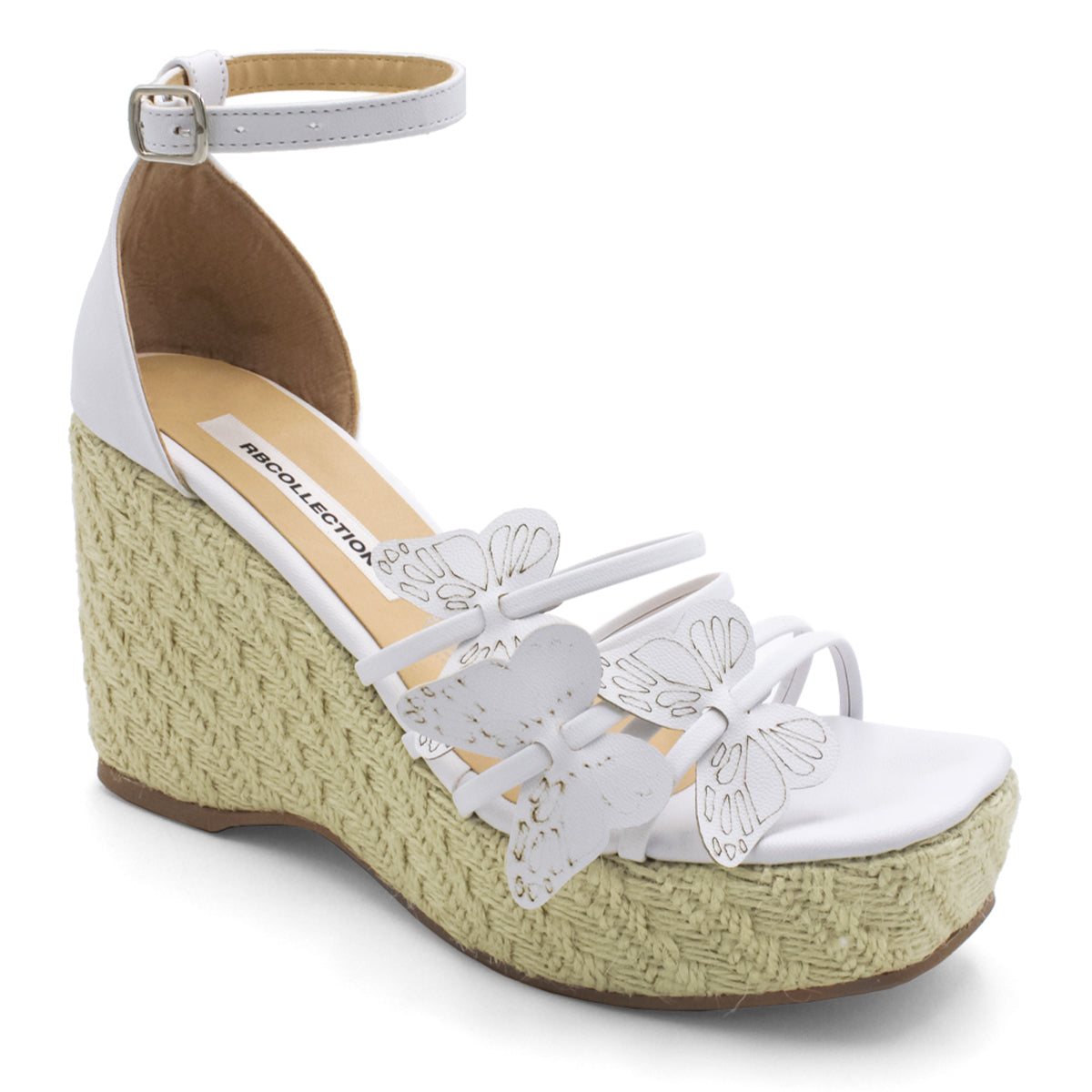 Foto 2 pulgar | Sandalias Rbcollection con Plataforma Exterior Piel Sintética color Blanco para Mujer