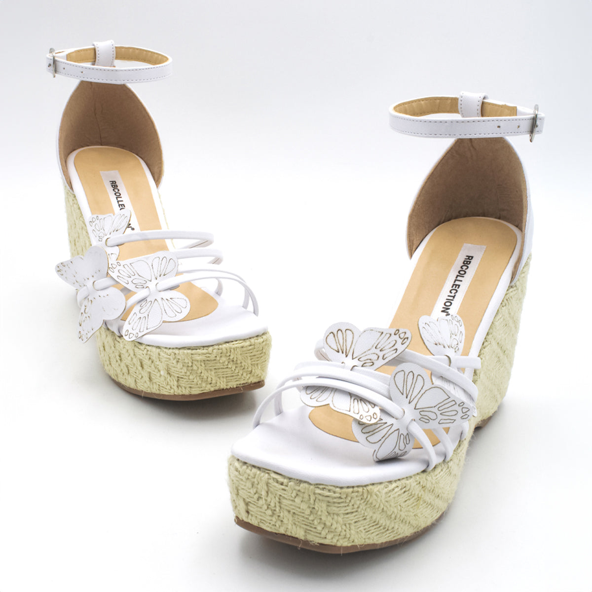 Foto 5 pulgar | Sandalias Rbcollection con Plataforma Exterior Piel Sintética color Blanco para Mujer