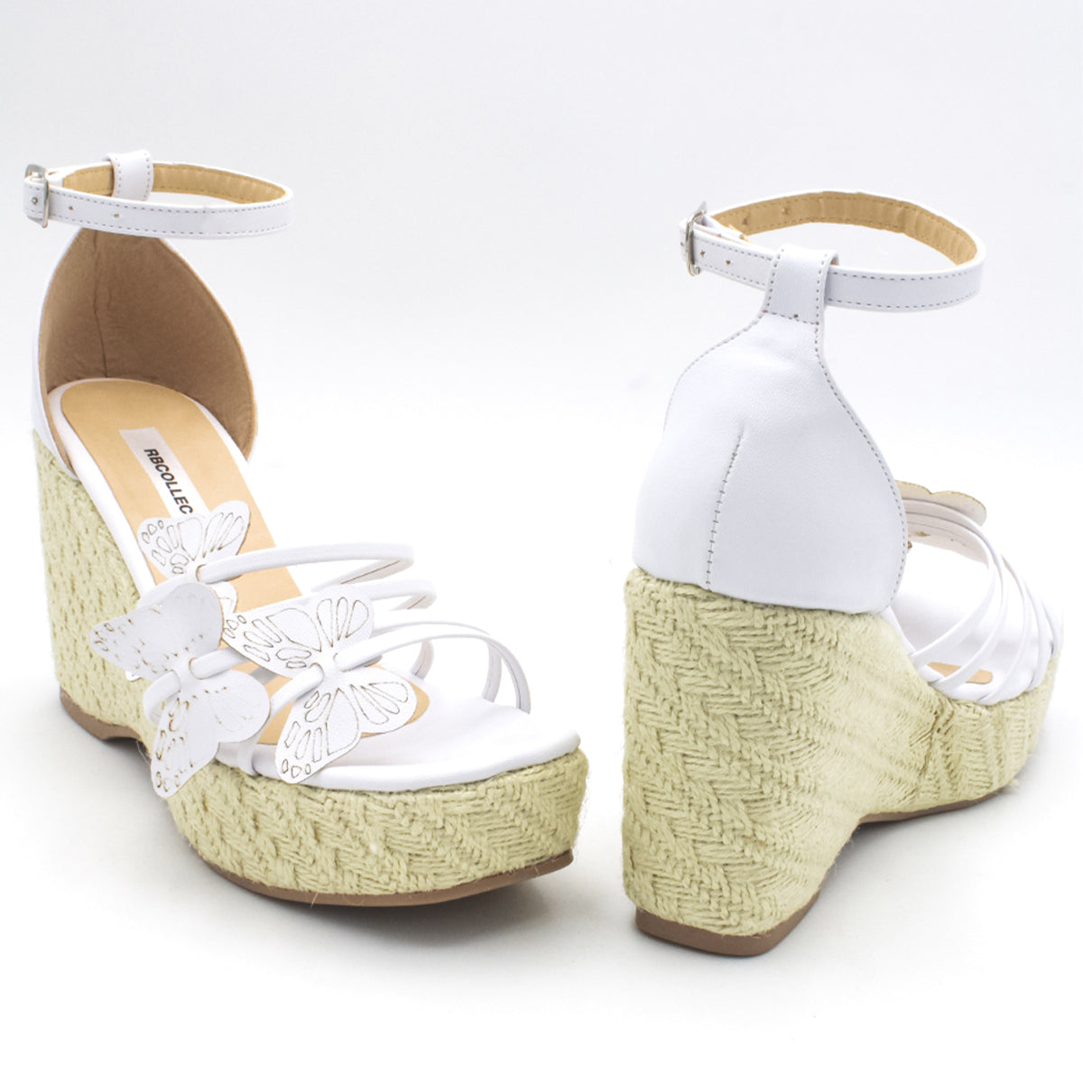 Foto 6 pulgar | Sandalias Rbcollection con Plataforma Exterior Piel Sintética color Blanco para Mujer
