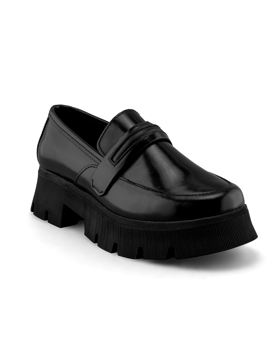Foto 2 pulgar | Mocasín De Piel Vacuno Negro Con Plataforma Chunky Para Mujer