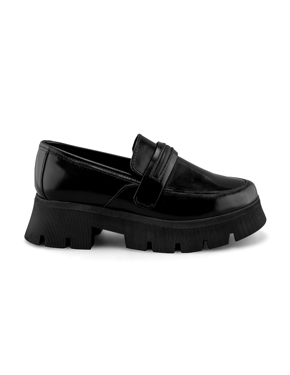 Foto 3 pulgar | Mocasín De Piel Vacuno Negro Con Plataforma Chunky Para Mujer