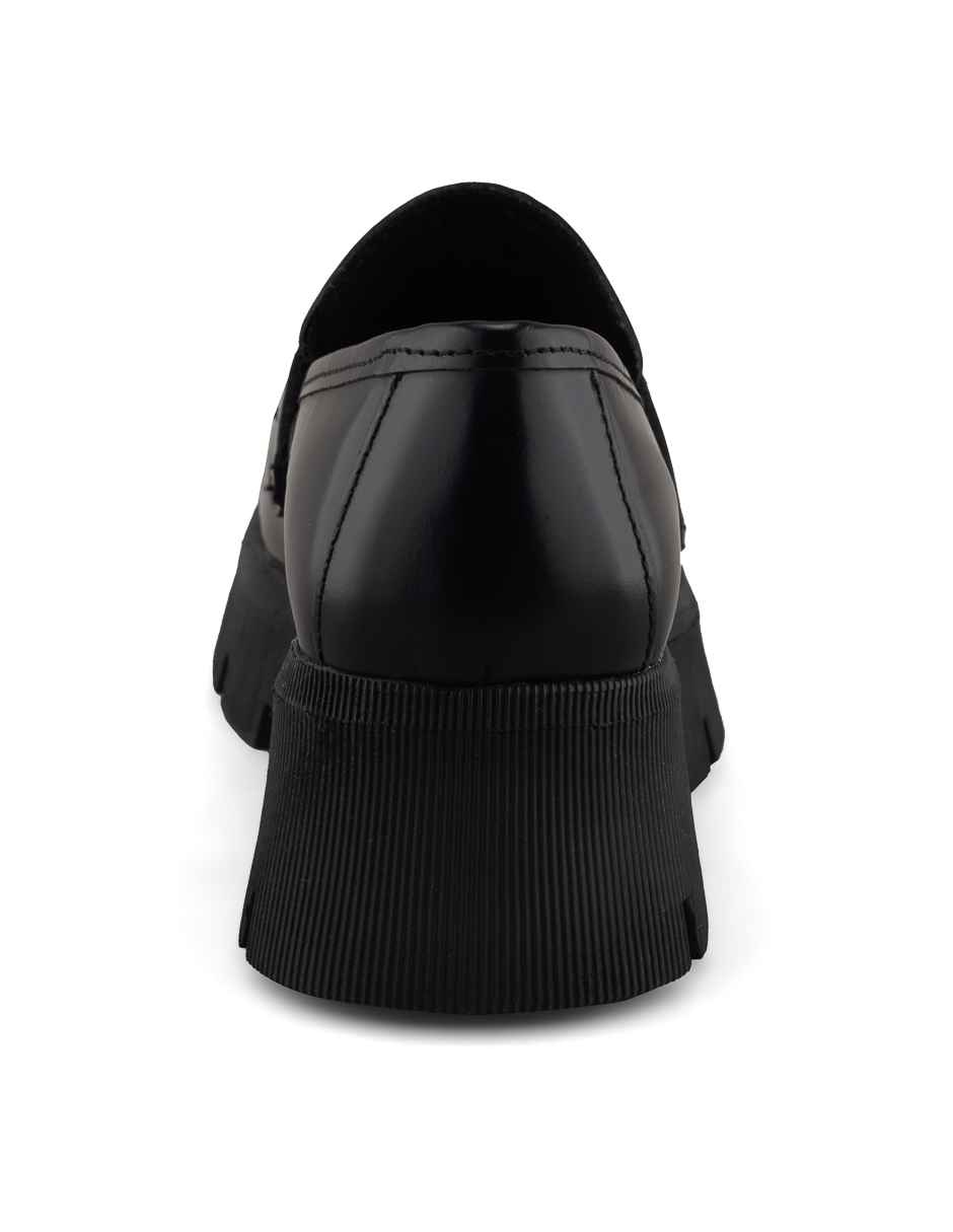 Foto 4 pulgar | Mocasín De Piel Vacuno Negro Con Plataforma Chunky Para Mujer