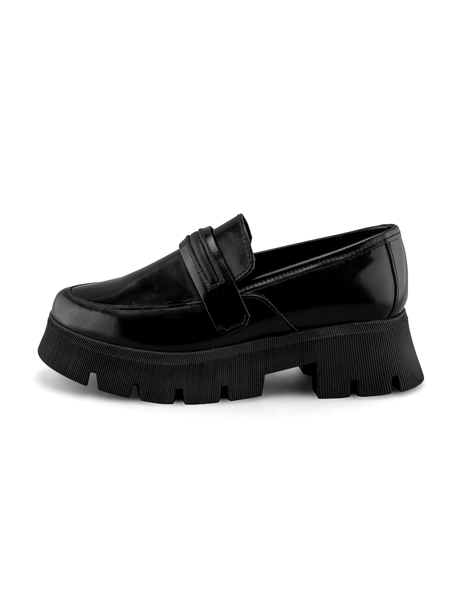 Foto 5 pulgar | Mocasín De Piel Vacuno Negro Con Plataforma Chunky Para Mujer