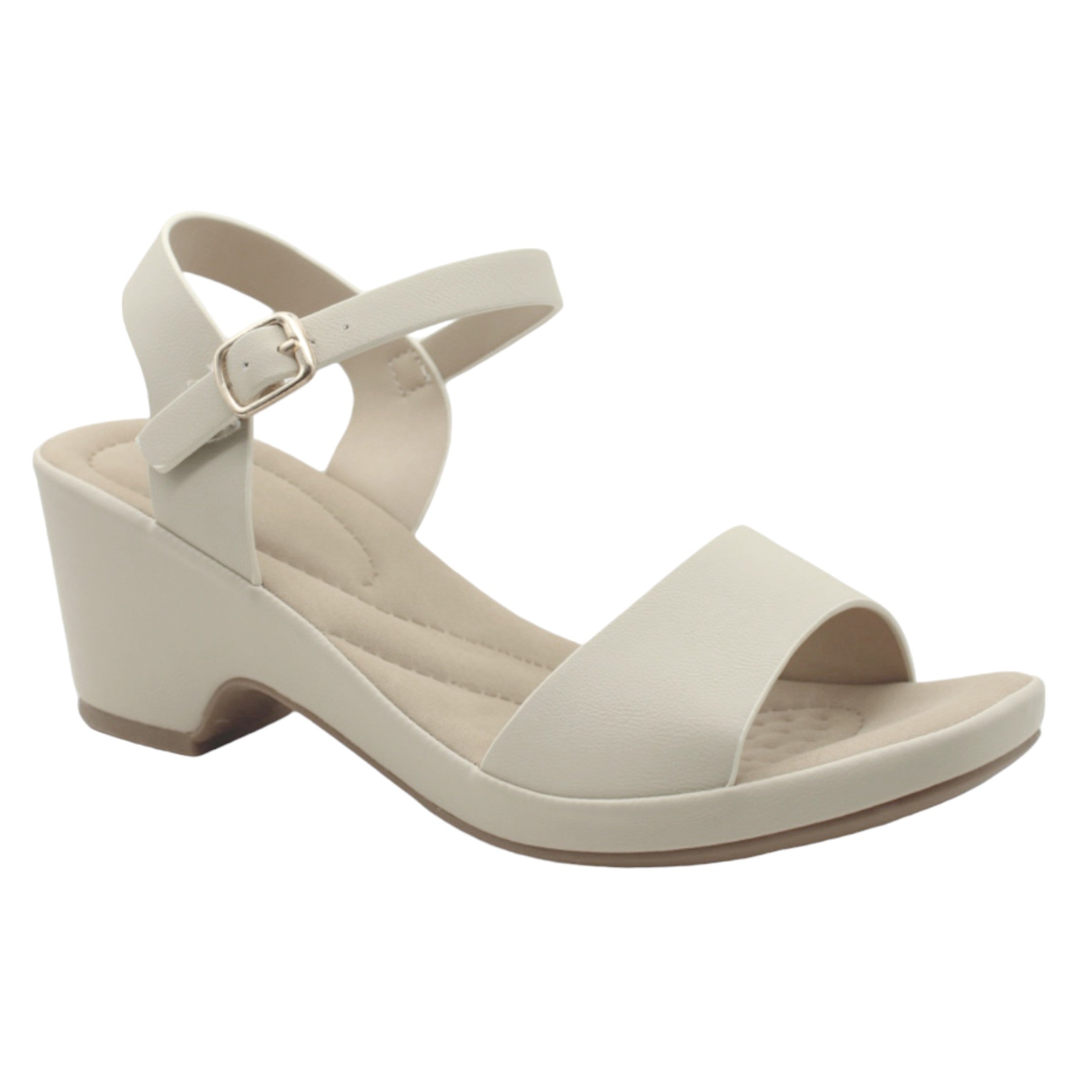 Sandalia Con Tacón Exterior Piel Vegana Color Late Para Mujer De Rbcollection