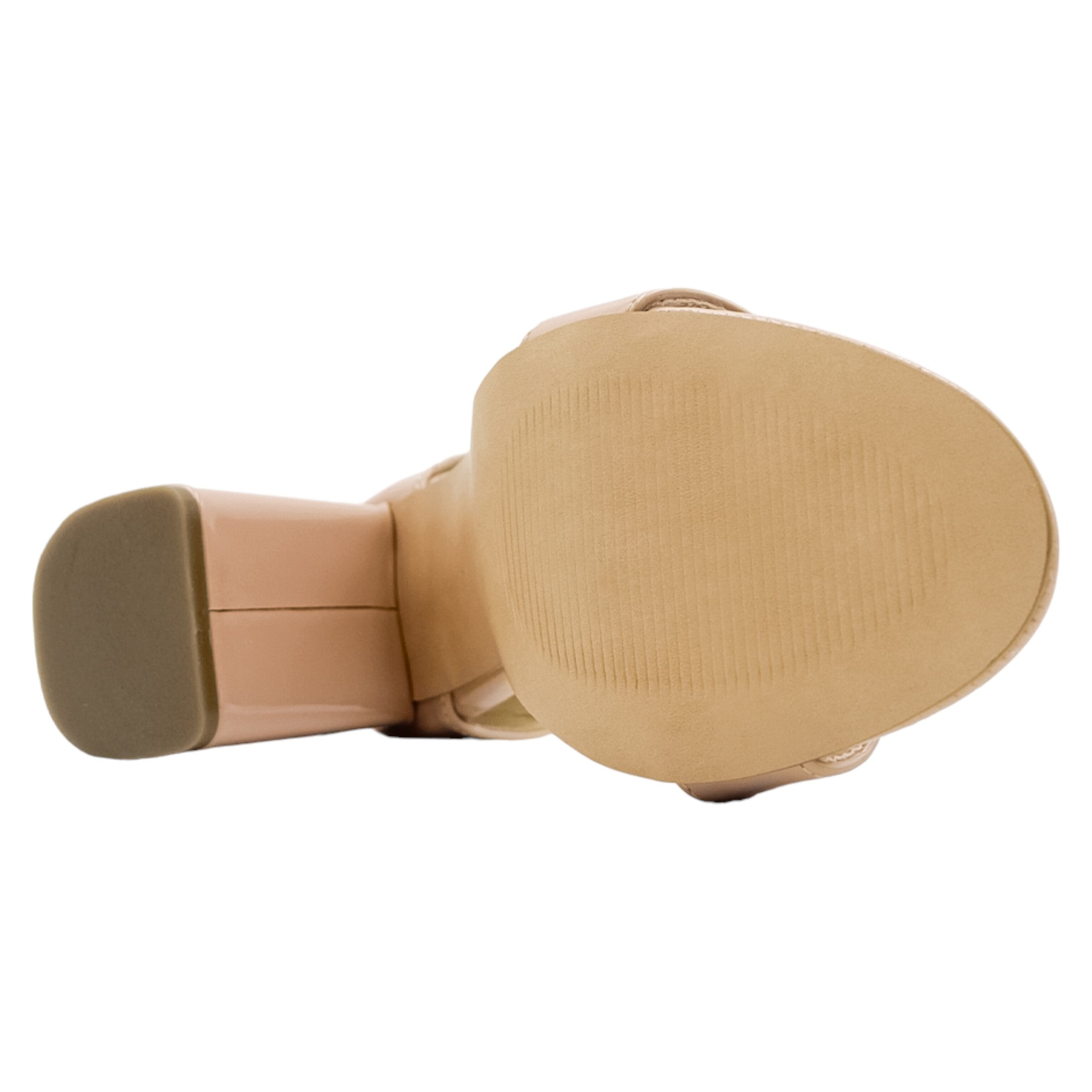 Foto 4 pulgar | Sandalia Con Tacón Exterior Charol Color Beige Para Mujer De Rbcollection