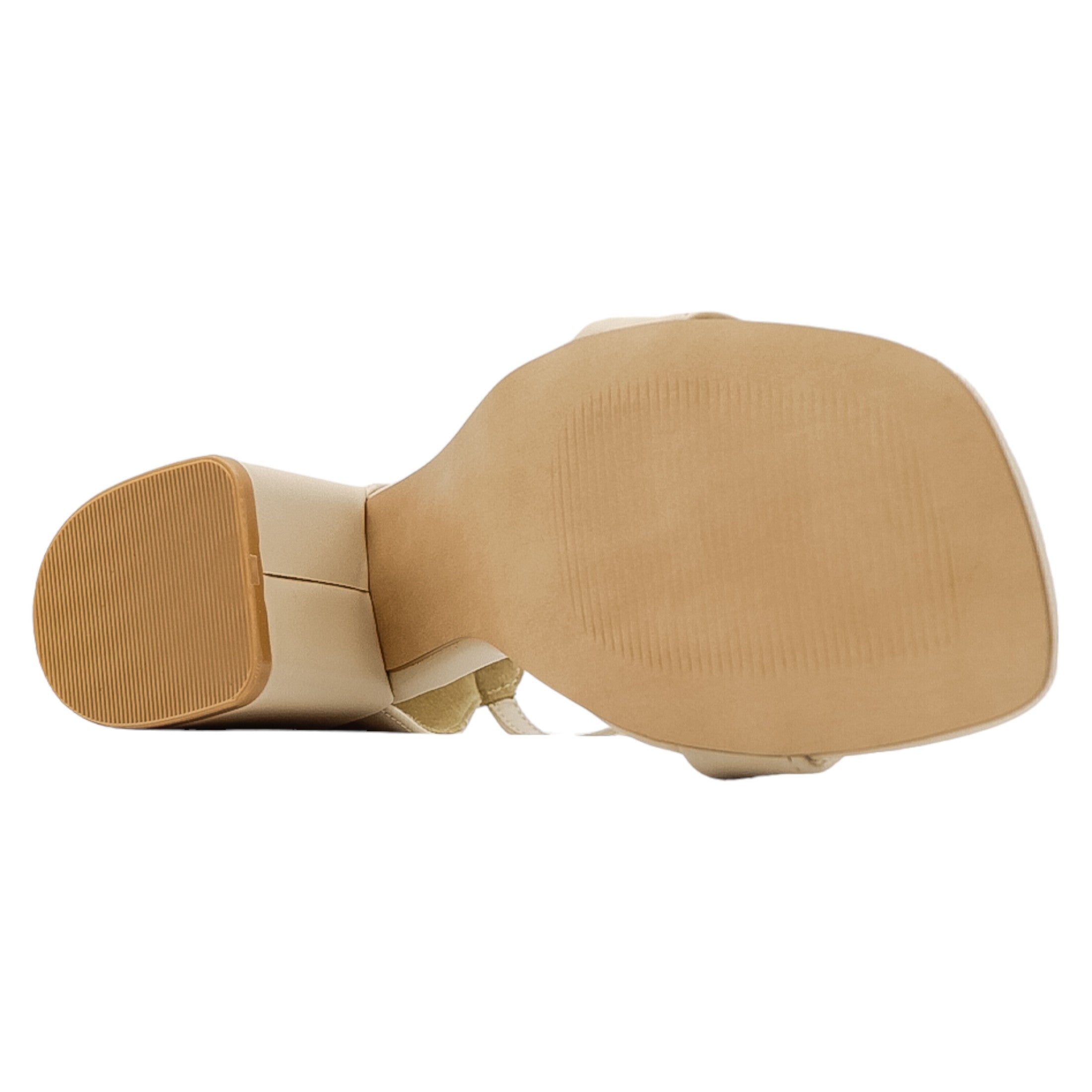 Foto 4 pulgar | Sandalia Con Tacón Exterior Piel Vegana Color Beige  Para Mujer De Rbcollection