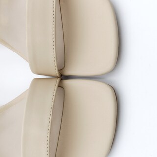 Foto 4 | Sandalia Con Tacón Exterior Piel Vegana Color Beige Para Mujer De Rbcollection
