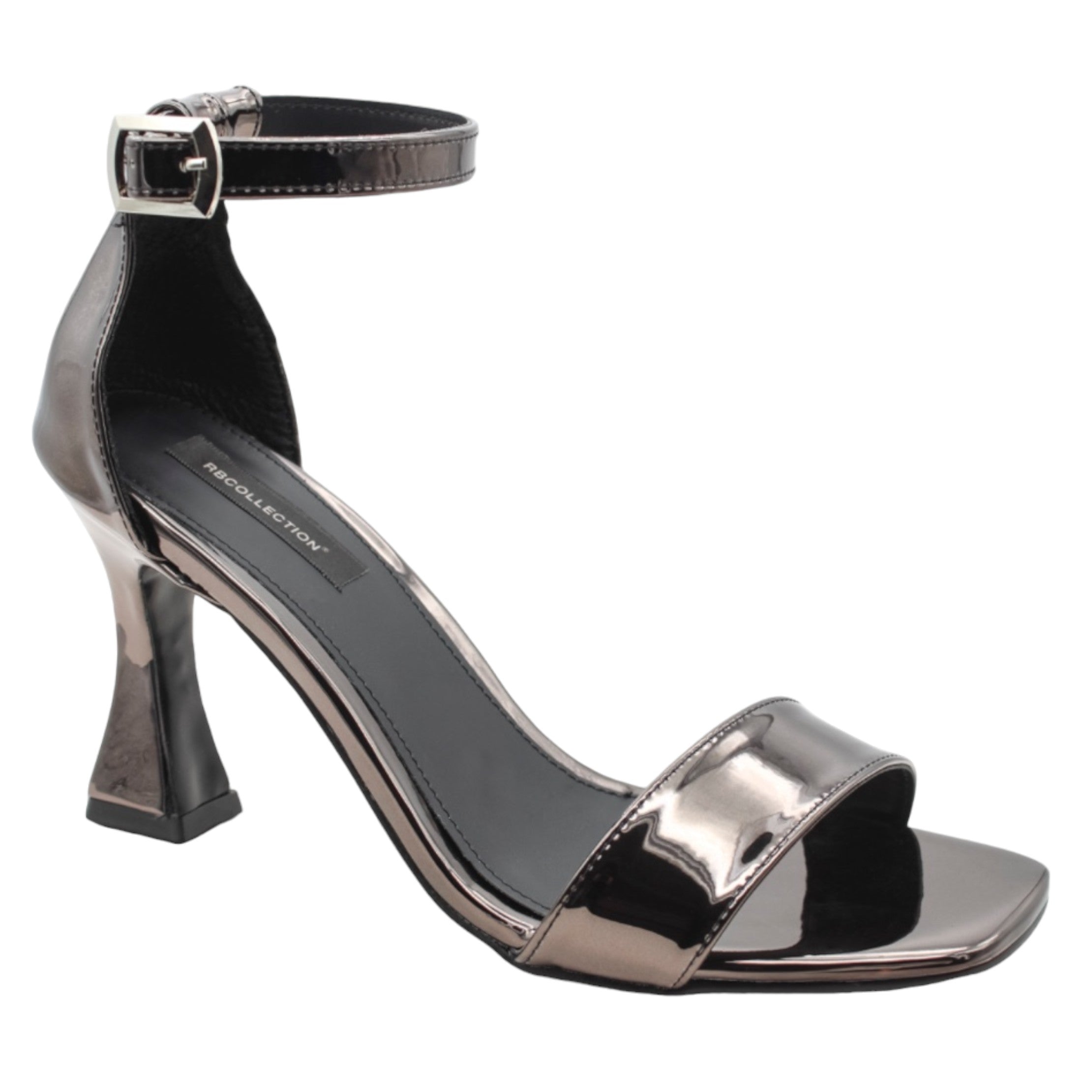 Sandalia Con Tacón Exterior Charol Color Café Para Mujer De Rbcollection