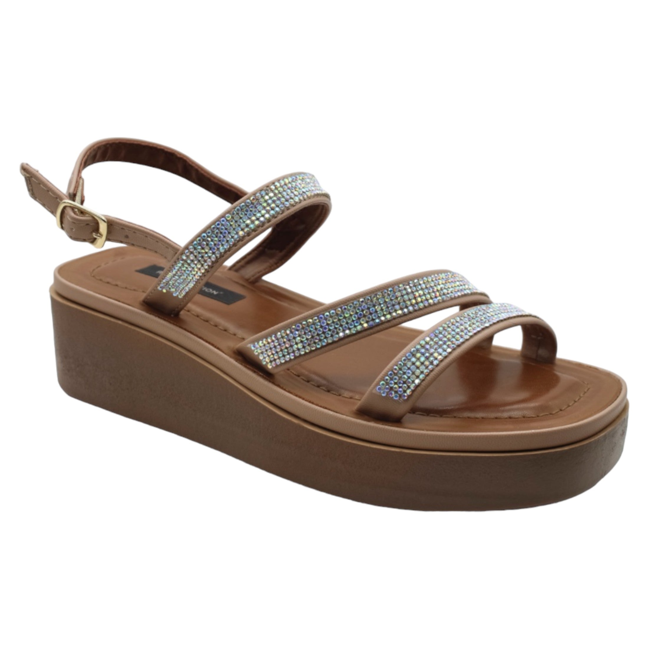 Foto 2 pulgar | Sandalias Con Plataforma Exterior Piel Vegana Color Beige Para Mujer De Rbcollection