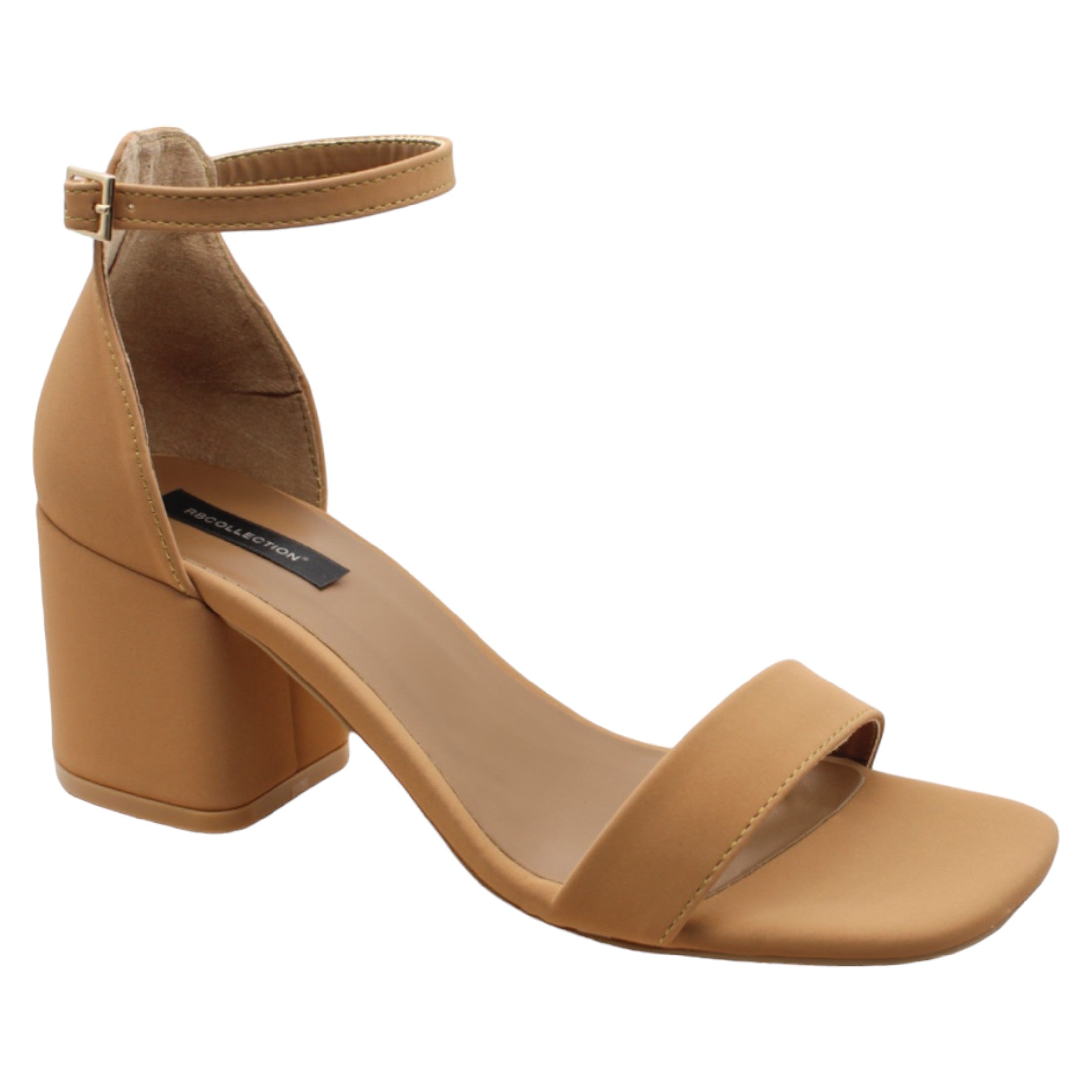 Sandalia Con Tacón Exterior Piel Vegana Color Café Para Mujer De Rbcollection