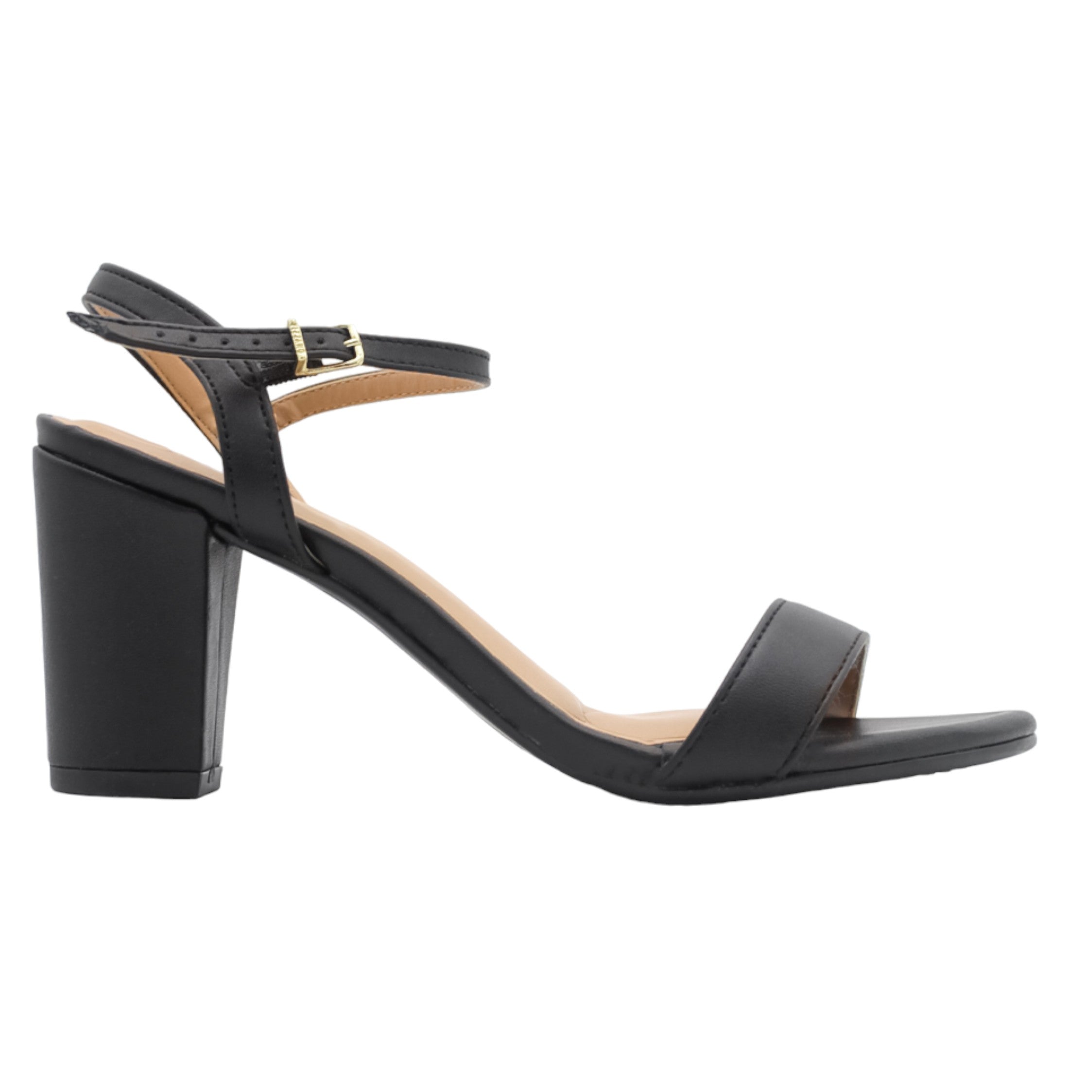 Foto 2 | Sandalia Con Tacón Exterior Piel Vegana Color Negro Para Mujer De Rbcollection