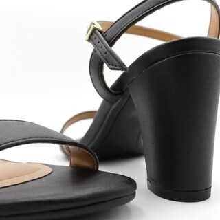 Foto 5 | Sandalia Con Tacón Exterior Piel Vegana Color Negro Para Mujer De Rbcollection
