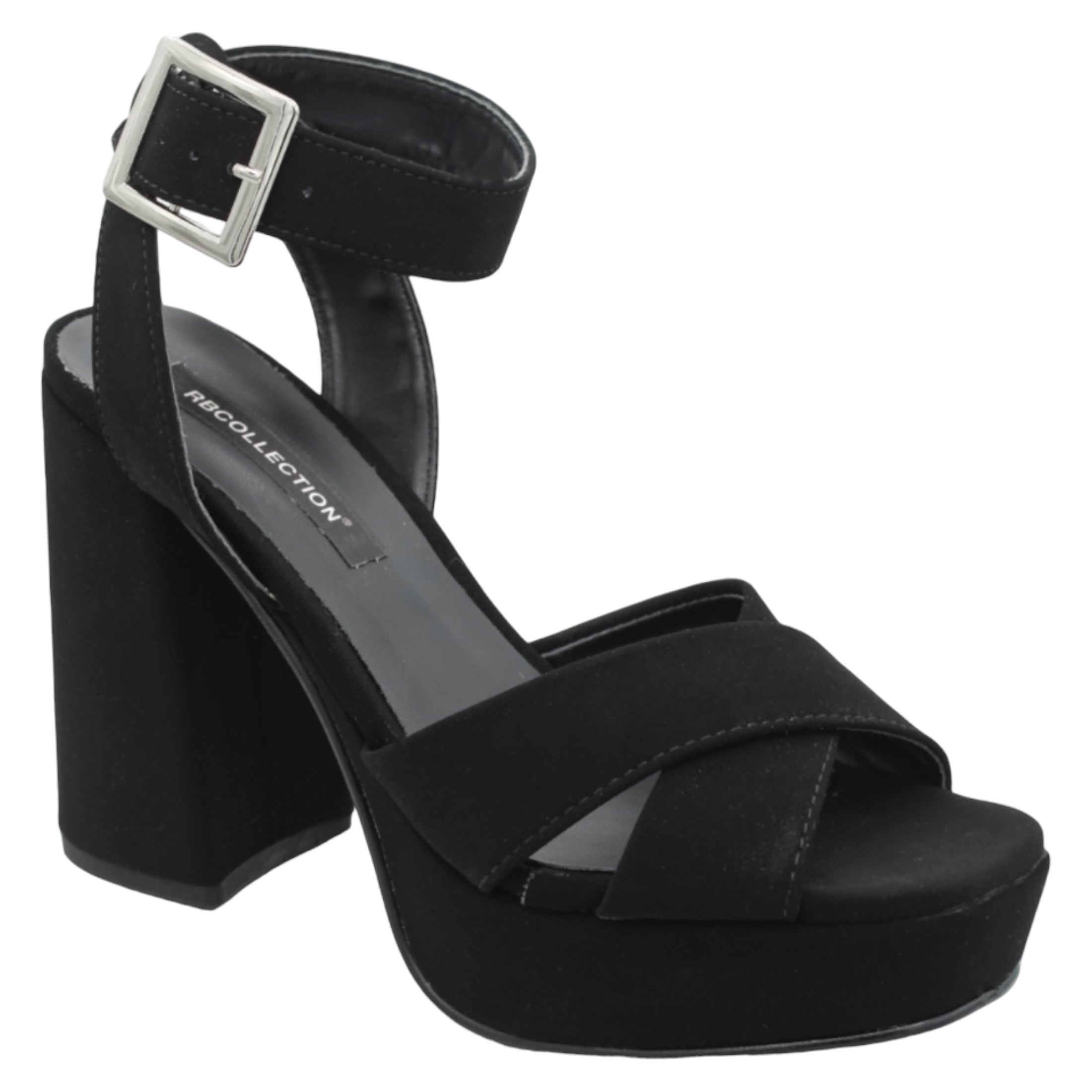 Foto 2 pulgar | Sandalia Con Tacón Exterior Gamuza Sintética Color Negro Para Mujer De Rbcollection