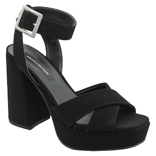 Foto 1 | Sandalia Con Tacón Exterior Gamuza Sintética Color Negro Para Mujer De Rbcollection