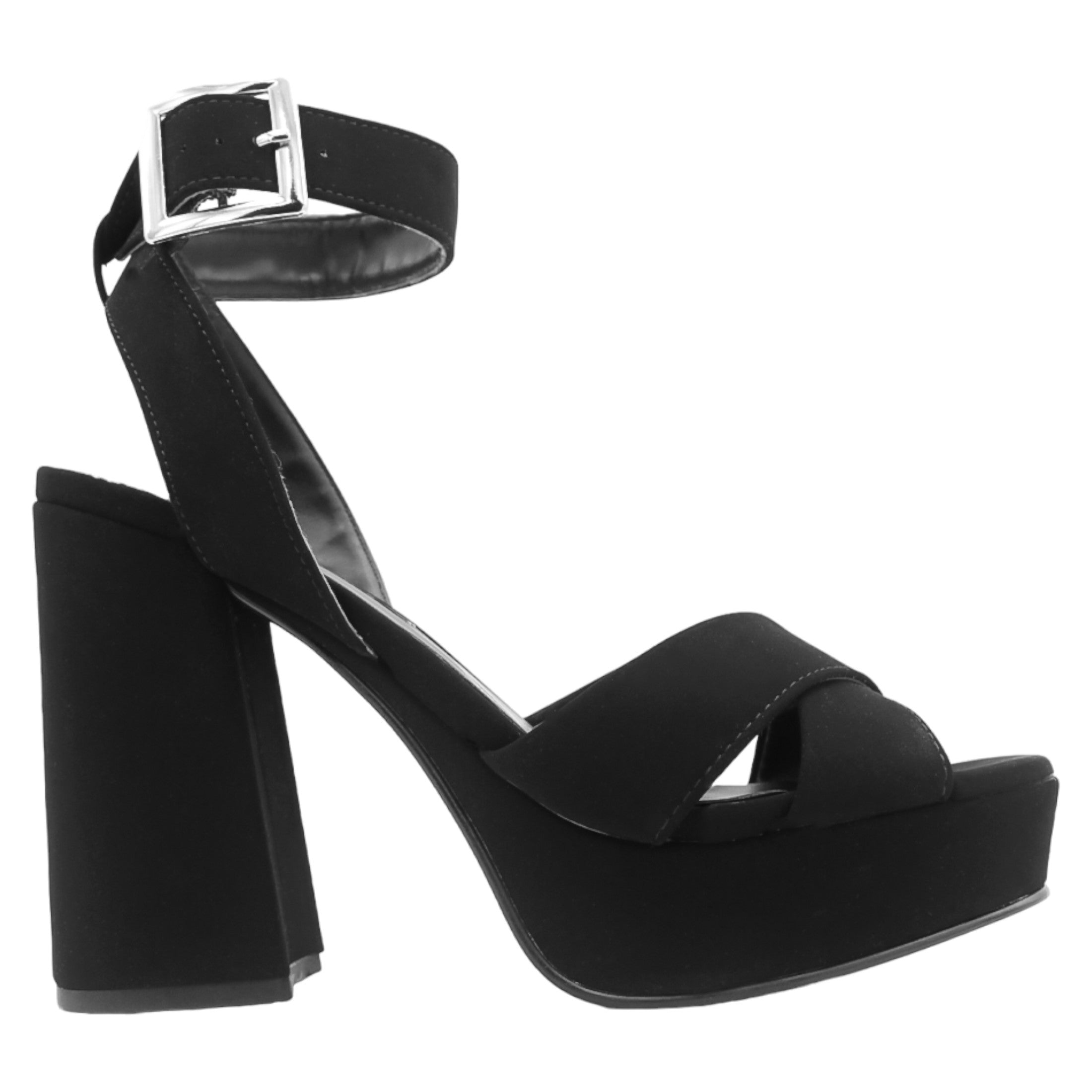Foto 3 pulgar | Sandalia Con Tacón Exterior Gamuza Sintética Color Negro Para Mujer De Rbcollection