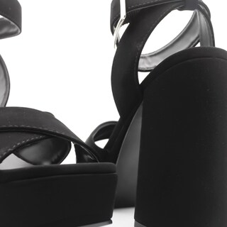 Foto 5 | Sandalia Con Tacón Exterior Gamuza Sintética Color Negro Para Mujer De Rbcollection