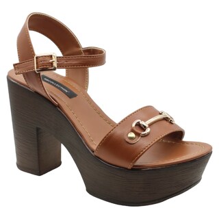 Foto 1 | Sandalia Con Tacón Exterior Piel Vegana Color Café Para Mujer De Rbcollection