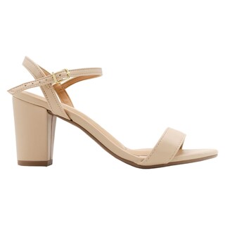 Foto 2 | Sandalia Con Tacón Exterior Piel Vegana Color Beige Para Mujer De Rbcollection