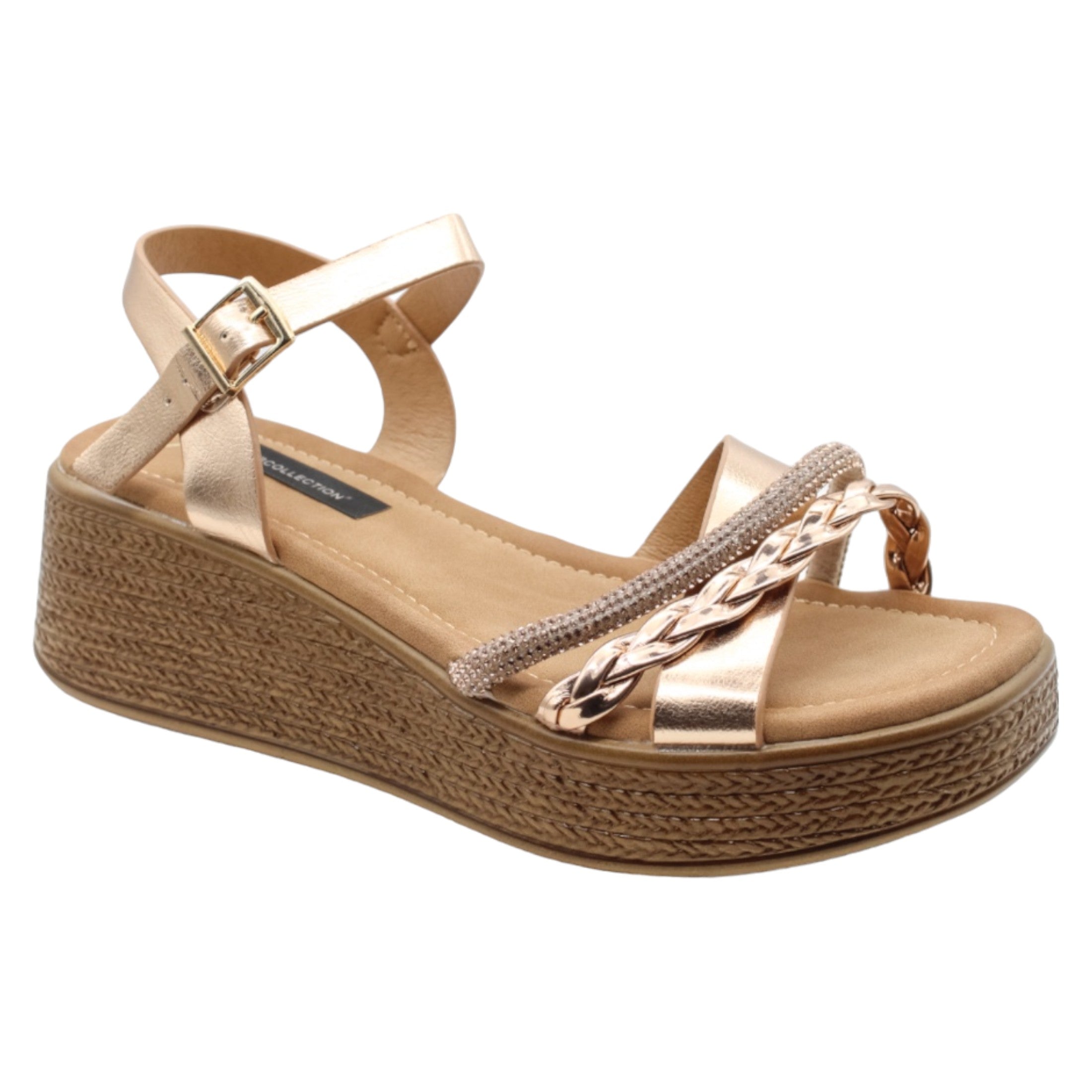 Sandalias Con Plataforma Exterior Piel Vegana Color Café Para Mujer De Rbcollection